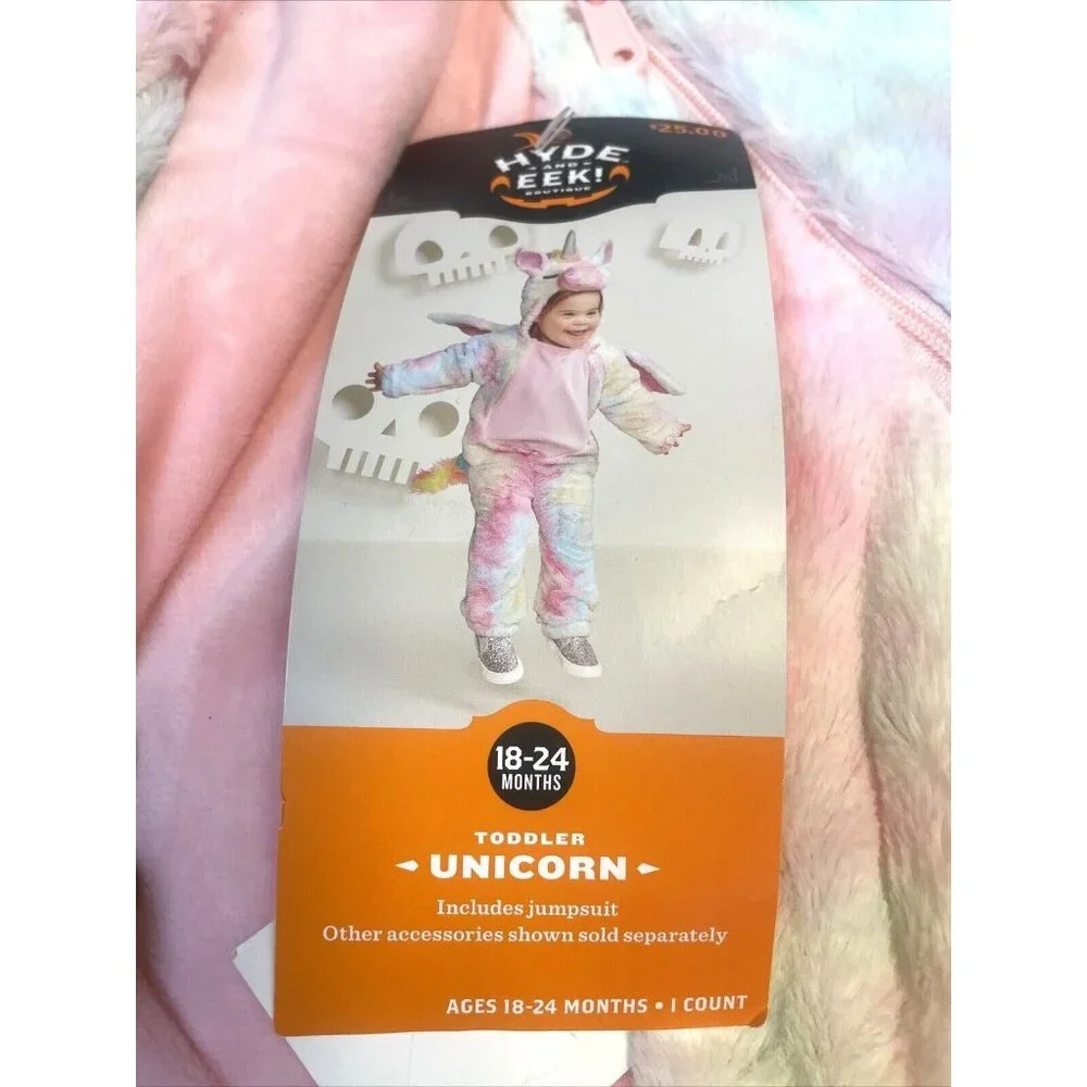 Hyde & EEK! Halloween Toddler Plush Unicorn Halloween Costume Jumpsuit 18-24M